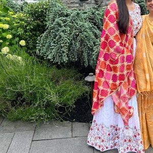 Floral white Lehenga